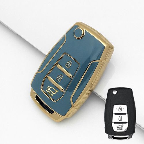 Coque De Protection De Cl De Voiture En Tpu,tui De Cl  Distance,Protecteur De Porte-Cls,3 Boutons,Ssangyong 4.0 Sur 2 Sanka Actyon Korando Tivoli - Type B-Grey