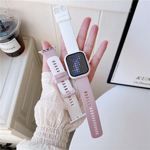 Coque De Protection Intgre Pour Bracelet Apple Watch Se, Ensemble Cratif En Silicone, Compatible Avec Apple Iwatch765432-[Sable Blanc Et Rose + Coquillage Blanc] - Convient Uniquement Aux Cadrans