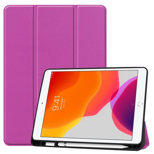 Coque De Protection Pour Ipad 10.2, Etui Ipad 10.2 De Protection Pour Tablette  Rabat Horizontal, Avec Support  Trois Volets Et Fonction D'hibernation,Violet