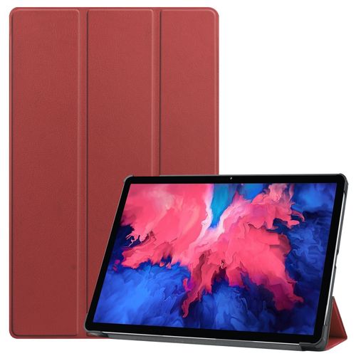 Coque De Protection Pour Lenovo Tab P11, Etui Lenovo Tab P11 De Protection Pour Tablette  Rabat Horizontal, Avec Support  Trois Volets Et Fonction D'hibernation,Vin Rouge
