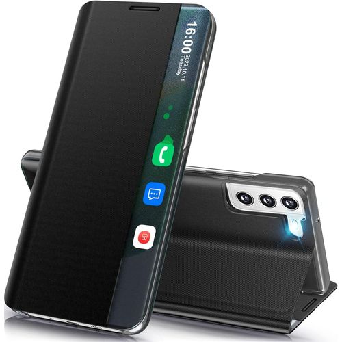 Coque De Protection Pour Samsung Galaxy S21 Fe - Pliable - Miroir De Luxe Fin  Rabat En Cuir Rigide - Rsistant Aux Chocs - Avec Support, Smart Clear View Pour Samsung Galaxy S21 Fe 5g