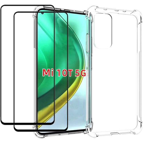 Coque de Protection Transparente Ultra-Mince pour Xiaomi Mi 10T/10T Pro 5G, TPU Souple avec 2 Verres Tremps 9H et 4 Coins Renforcs Anti-Choc