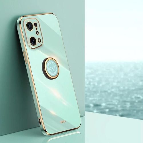Coque De Tlphone En Tpu Pour Oppo Find X5-6d Electroplate,Support D'anneau,Vert Menthe Vert Menthe