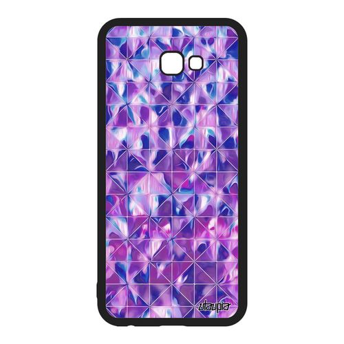 Coque Design Carreau Samsung Galaxy J4 Plus 2018 Silicone Texture Fond Violet Original Rigide Telephone Motif Losange Nature Marbre