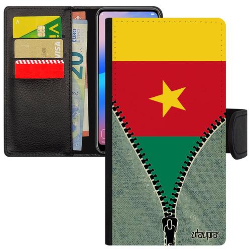 Coque Drapeau Cameroun Camerounais Pour Iphone 14 Pro Cuir Rabat Can Foot  Clapet Jeux Olympiques Republique Du Jo Telephone