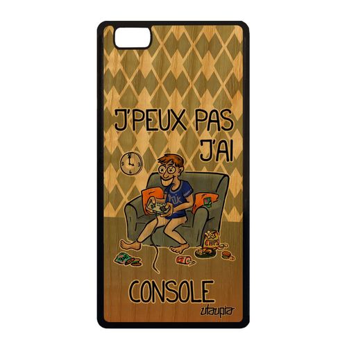 Coque En Bois J'peux Pas J'ai Console Pour Huawei P8 Lite 2015 Silicone Je Humoristique Geek Vert Texte Bd Play De Protection Housse