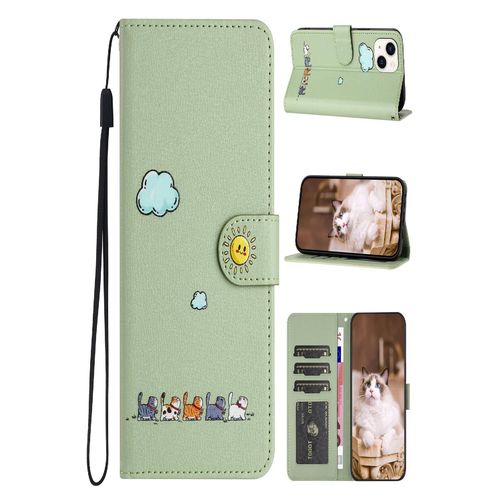 Coque En Cuir Pour Iphone 15 Pro Max, Insrer La Carte - Vert