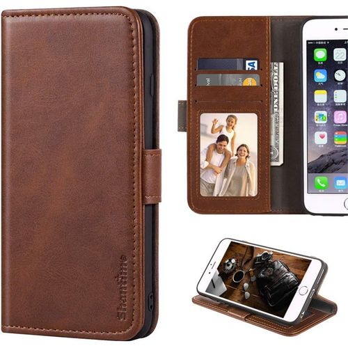 Coque En Cuir Pu Effet Daim Compatible Avec Doro 8100, tui  Rabat Magntique Avec Emplacements Cartes Et Protection Complte (Marron Fonc)[Car783183]