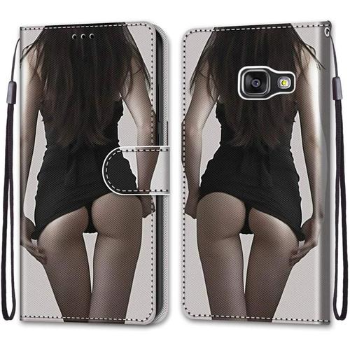 Coque En Pu Cuir Pour Samsung Galaxy A310 Etui Flip Cover Clapet De Protection Portefeuille Avec Motif Upskirt Housse Magnetique Case Wallet Antichoc Cover Pour Samsung Galaxy A3 2016/A310