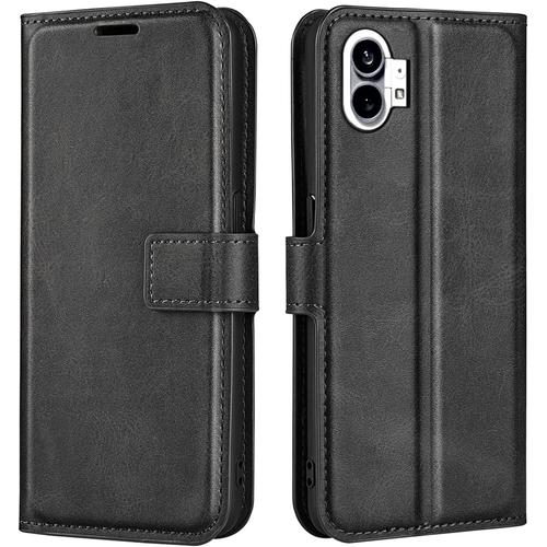Coque For Nothing Phone 1 Housse En Cuir Pu Tpu Magntique Protection tui For Nothing Phone One Telephone Portable Portefeuille Fonction Support Noir