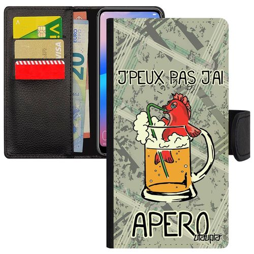 Coque Galaxy A3 2016 Simili Cuir Portefeuille Humour J'peux Pas J'ai Apero Motif Comique Gris Drole Pochette Biere Poisson Samsung