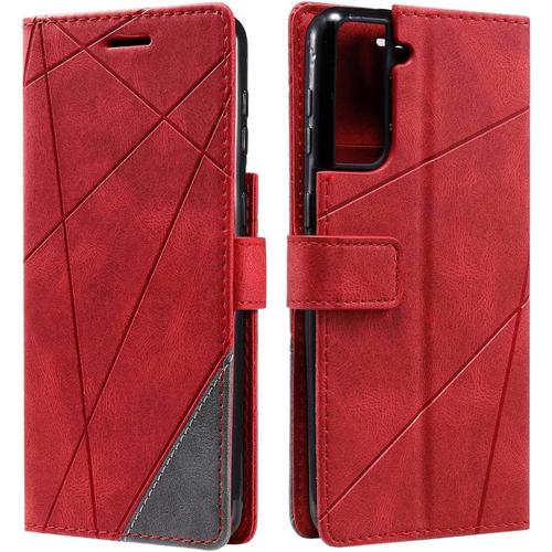 Coque Galaxy S21 Plus/Galaxy S30 Plus, Etui En Cuir Pu Portefeuille Housse Fermeture Magnetique Und Flip Pour Galaxy S21 Plus/Galaxy S30 Plus, Avec Fermeture Magnetique, Rouge