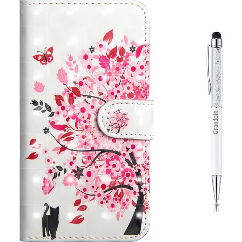 Coque Galaxy S9 Plus, Mode Cratif Effet 3d ModLe Dsign Tui De Protection Housse En Pu Cuir Avec Tpu Silicone Souple Portefeuille Phone Case Cover Pour Samsung Galaxy S9 Plus (Arbre Rose)