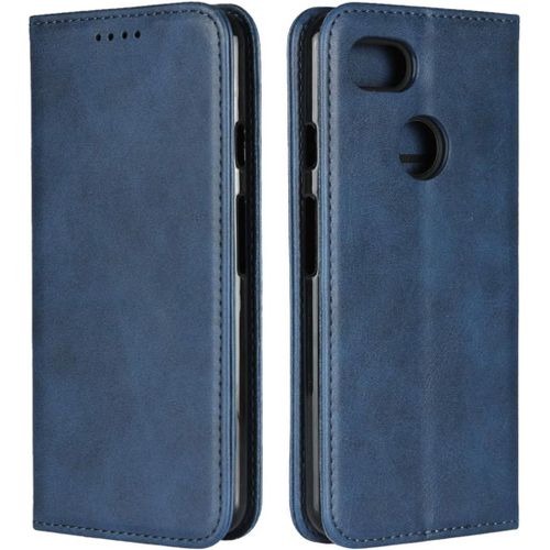 Coque Google Pixel 3,Flip Portefeuille Etui En Cuir,[3 Fentes][Fermeture Magnetique][Fonction De Support],Clapet Housse Etui A Rabat Pour Google Pixel 3 - Bleu