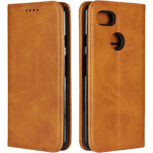 Coque Google Pixel 3,Flip Portefeuille Etui En Cuir,[3 Fentes][Fermeture Magnetique][Fonction De Support],Clapet Housse Etui A Rabat Pour Google Pixel 3 - Kaki
