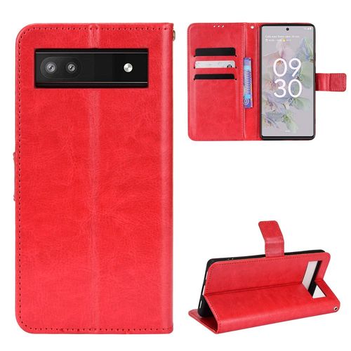 Coque Google Pixel 6a,Etui Pour Google Pixel 6a,Coque En Cuir Pour Google Pixel 6a,Convient A Etui La Google Pixel 6a,Rouge