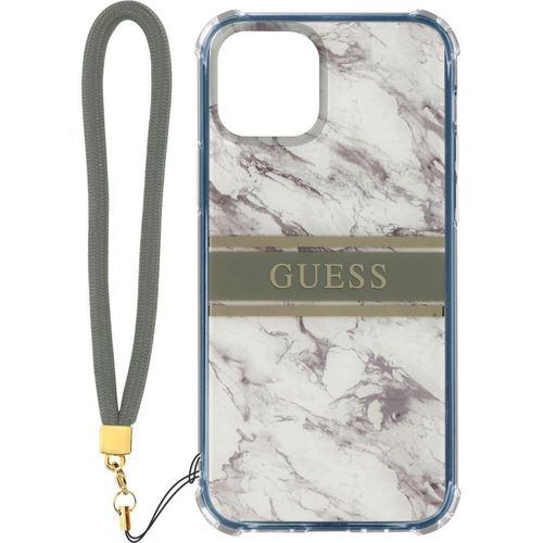 Coque Guess Iphone 13 Mini Marbre + Dragonne Blanc