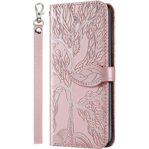 Coque Huawei P Smart 2019 / Honor 10 Lite,Portefeuille Etui Housse Pour Huawei P Smart 2019 Coque Gaufrage Arbre De La Vie Mignons Pu Cuir Flip Wallet Coquille Pour Huawei P Smart 2019,Rt Tree Pink