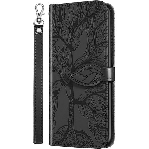 Coque Huawei P Smart 2020,Portefeuille Etui Housse Pour Huawei P Smart 2020 Coque Gaufrage Arbre De La Vie Mignons Pu Cuir Flip Wallet Coquille Couverture Pour Huawei P Smart 2020,Rt Tree Black