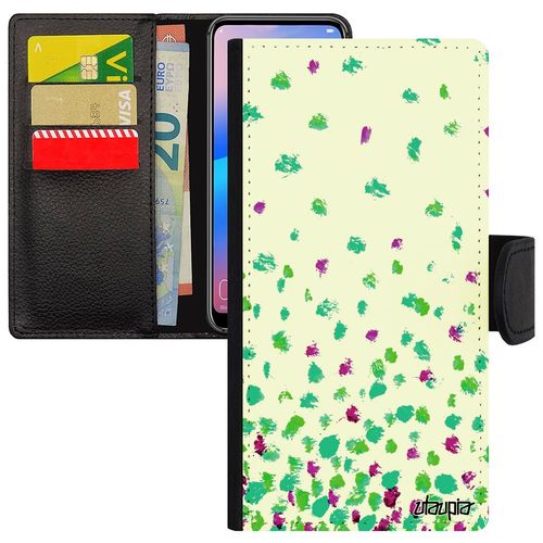 Coque Huawei P10 Lite Confettis Pois Motif Flip Case Design Housse Mobile Portable Romantique Fond Effet Petales Vert Jolie Dessin