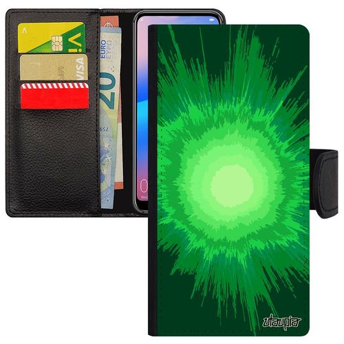 Coque Huawei P30 Lite Simili Cuir Explosion 4g Housse Motif Dessin Vert Original Color Texture Case Design Soleil Galaxie Espace De