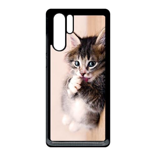 Coque Pour Smartphone - Chaton Tout Mignon - Compatible Avec Huawei P30 Pro - Plastique - Bord Noir