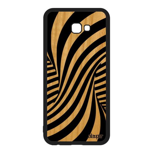Coque Illusion D'optique Samsung Galaxy J4 Plus 2018 Bois Silicone 3d Effet Mirage Bicolore Tourbillon Noir Et Blanc Motif Veritable