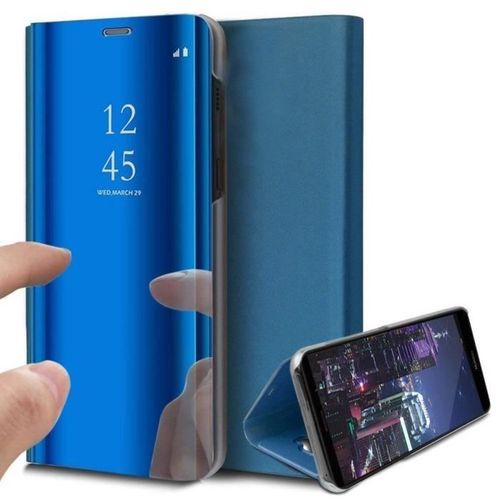 Coque Iphone 11 Clear View Etui  Rabat Antichoc Coque Miroir Smart Stand Etui Housse Pour Iphone 11 Bleu