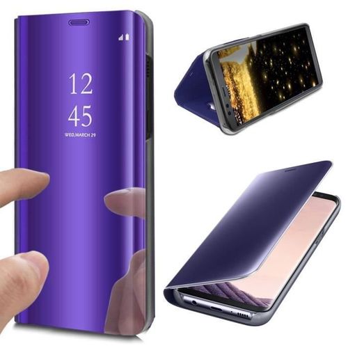Coque Iphone 11 Clear View Etui  Rabat Antichoc Coque Miroir Smart Stand Etui Housse Pour Iphone 11 Violet