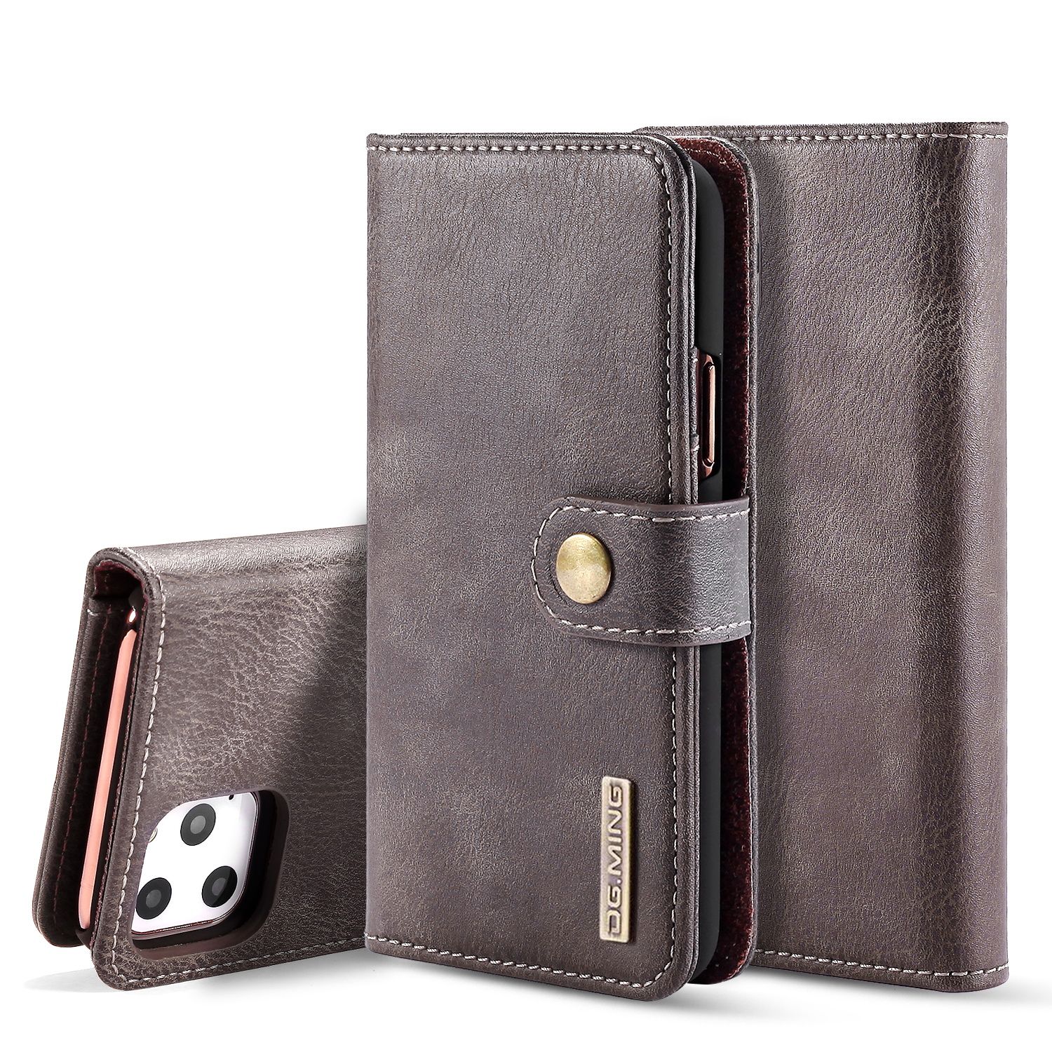 Coque Iphone 11 Pro Max,Etui Iphone 11 Pro Max,Etui Housse De Protection Magntique  Deux Volets Iphone 11 Pro Max,Portefeuille Etui En Cuir Pu Premiumportefeuille Housse Pour Iphone 11 Pro Max,Gris