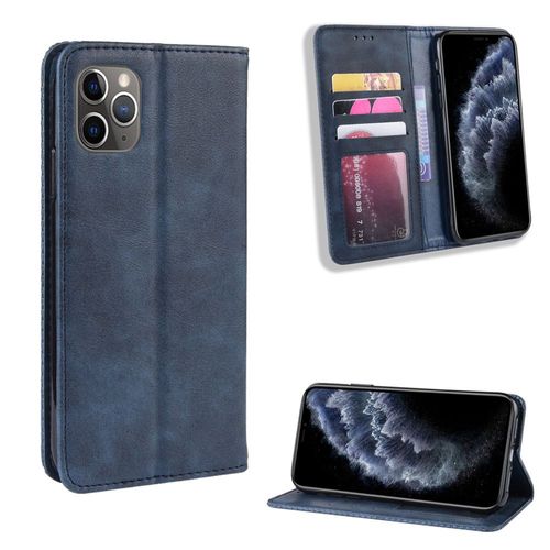 Coque Iphone 11 Pro Max,Etui Pour Iphone 11 Pro Max,Coque En Cuir Vintage Pour Iphone 11 Pro Max,tui  Rabat Pour Iphone 11 Pro Max,Bleu