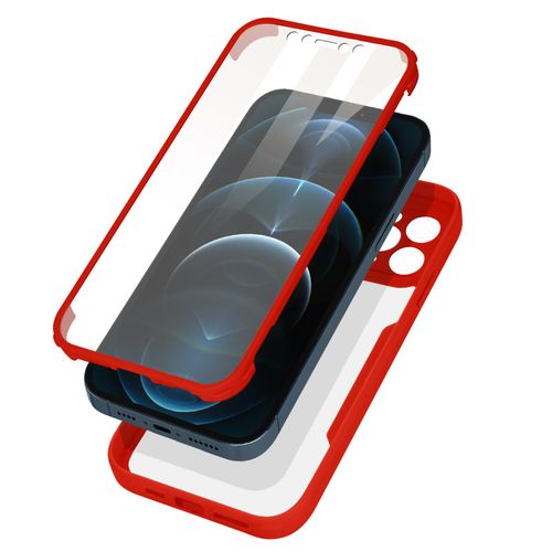 Coque 360 Pour Iphone 12 Pro Max Dos Rigide Protection cran Contour Rouge