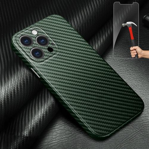 Coque Iphone 13 Pro (6,1') Anti-Choc Design Elegant Vert Nuit + Verre Trempe
