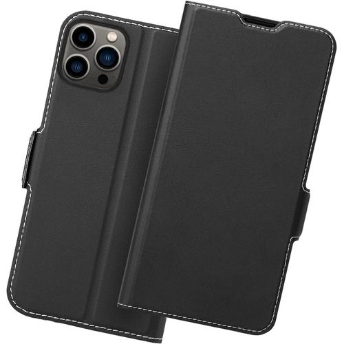 Coque Iphone 13 Pro, Housse Iphone 13 Pro,Coque 13 Pro Rabat,Coque 13 Pro Clapet,Protection 13 Pro Cuir,Etui 13 Pro,Flip/Folio Phone Cover Case,Pochette Telephone Iphone 13 Pro.Noir