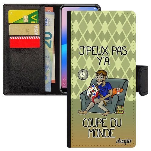 Coque Iphone 14+ Plus  Rabat Portefeuille Porte Cartes J'peux Pas Y'a Coupe Du Monde Smartphone Jpeux Etui Case Handball Vert