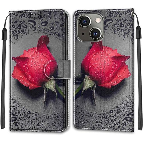 Coque Iphone 14 Plus, Etui Iphone 14 Plus (6,7 Pouces), Etui Housse En Cuir Antichoc Flip Case Fonction Support Housse Avec Fentes De Cartes Magnetique Portefeuille Protection Case (Rose 1)