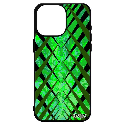 Coque Iphone 15 Pro Max Silicone Design Carreau Etui Carre Jolie Tartan Vert Fond Portable Mobile Motif Effet Design De