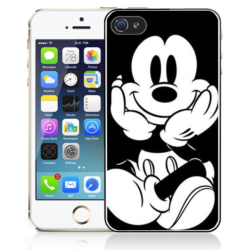 Coque iPhone 5 5S Mickey Noir et Blanc Rakuten