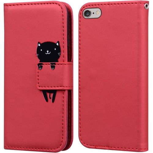 Coque Iphone 6 Plus,Coque Iphone 6s Plus,Housse En Cuir 3d Chat Dessin Anime,Portefeuille Etui En Protecion Pour Iphone 6 Plus/6s Plus,Rouge