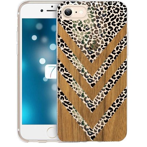 Coque Iphone 7 Plus 8 Plus Effet Bois Leopard Camouflage Transparente