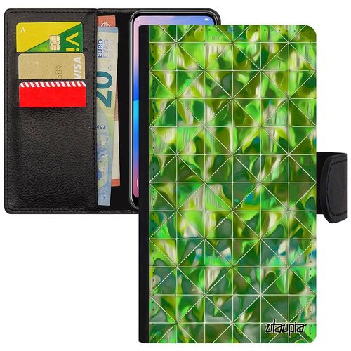 Coque Iphone 7 Plus  Rabat Design Carreau Personnalis Flip Case Pas Cher Etui Vert Vegetal Carre Marbre Jolie Effet Motif De