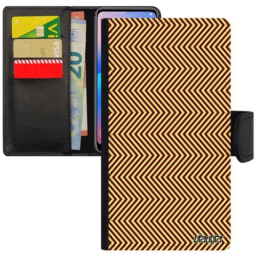 Coque Iphone 7 Plus Cuir Rabat Illusion D'optique Art Visuel Mirage Bicolore Pu Motif Mouvement Magie Effet Triangle Portable