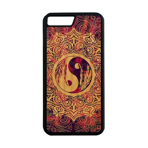 Coque Iphone 7 Plus En Bois Silicone Yin Et Yang Femme Rose Colore Unique Iphone 7 Plus