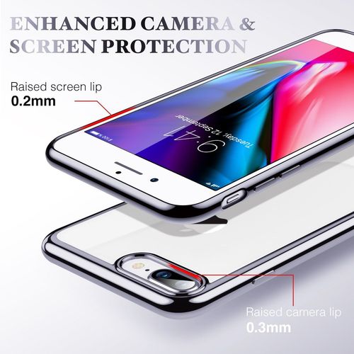Coque Iphone 7 Plus/ Iphone 8 Plus, Welkoo Coque Iphone 7 Plus En Silicone, Housse Iphone 8 Plus En Silicone Couleur Transparente Contour Noir Brillant, Souple Et Flexible. Compatible Avec L'iphone 7 Plus Et 8 Plus.