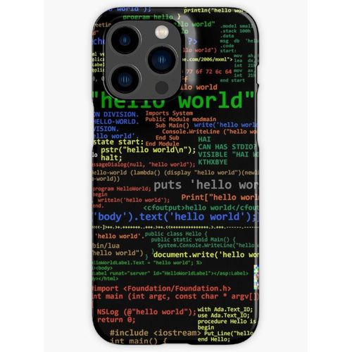 Coque Iphone Samsung Hello World - De Nombreux Langages De Programmation (Sombres) Compatibilit Pour tui 18 17 16 15 14 13 12 Plus Pro Max Galaxy S25 S24 S23 S22 Ultra Note 20