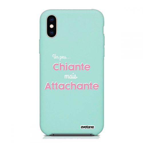 Coque Iphone X/ Xs Silicone Liquide Douce Vert Ple Un Peu Chiante Tres Attachante Evetane.
