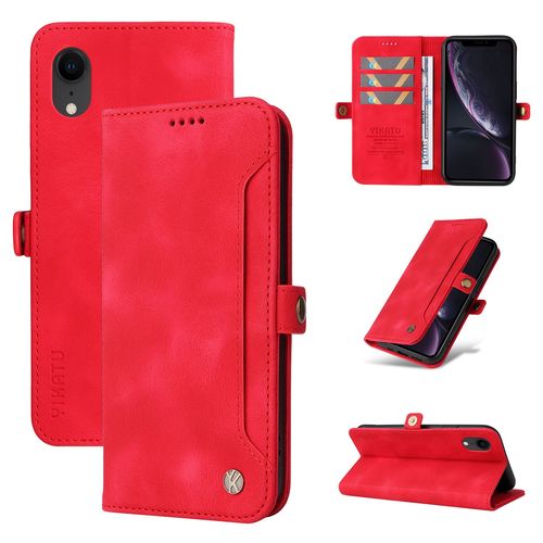 Coque Iphone Xr,Etui A Rabat Pour Iphone Xr,Etui Portefeuille 4 Emplacements Pour Cartes,1 Money Pocket,Coque Pour Iphone Xr,Rouge
