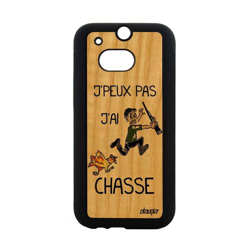 Coque J'peux Pas J'ai Chasse Pour Htc One M8 Bois Silicone Comique Rigide Vert A