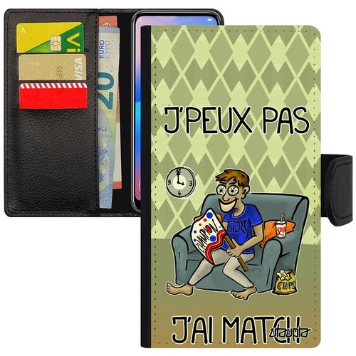 Coque J'peux Pas J'ai Match Iphone Xs Max Cuir Comique Texte Drole Foot Vert Motif Jpeux Coupe D'europe Rigide Antichoc Humour
