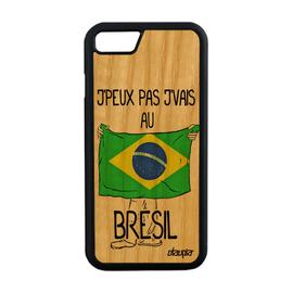 Coque J Peux Pas J Vais Au Bresil Pour Iphone 8 Bois Silicone Humour Drapeau Bresilien Foot Jo Copa America Football Telephone Apple Rakuten